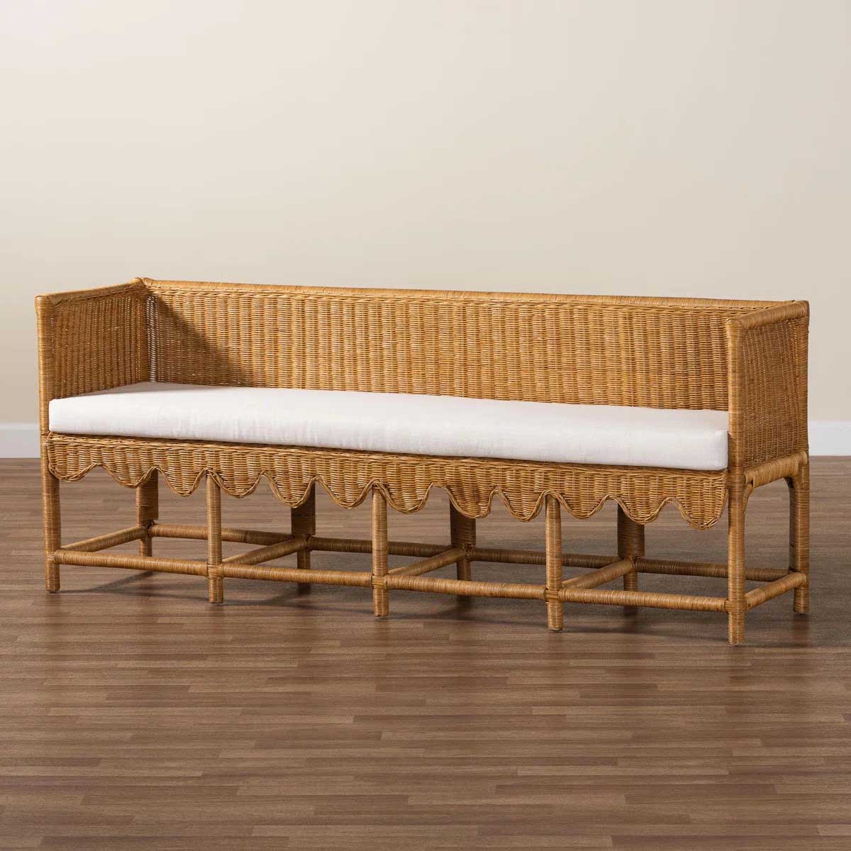 Bayou Breeze Bali & Pari Seranay Bohemian Scallop Rattan Accent Bench best rattan benches
