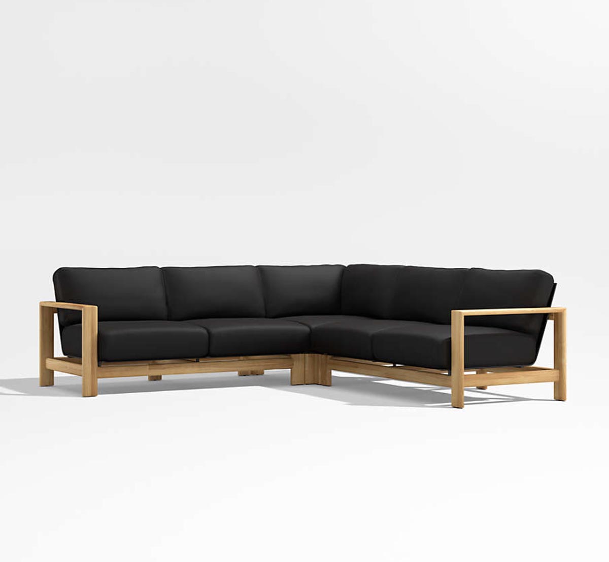 Crate & Barrel Anguilla Teak 3-Piece L-Shaped Outdoor Sectional Sofa best outdoor teak sectionals