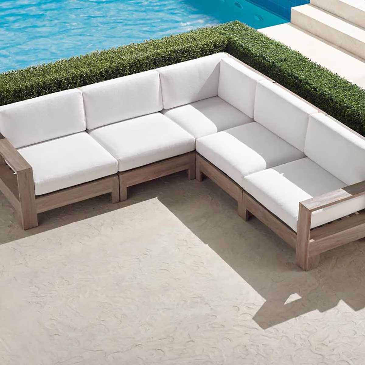 Frontgate St. Kitts 5-pc. Modular Set in Weathered Teak best outdoor teak sectionals