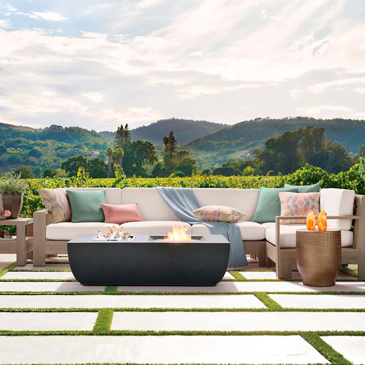 Frontgate St. Kitts Modular Seating Collection in Weathered Teak best outdoor teak sectionals patio