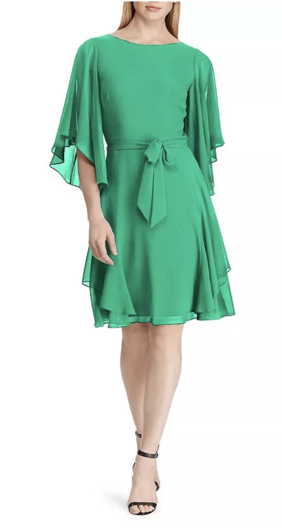 Lauren Ralph Lauren Ruffled Georgette Dress Scarab Green wedding guest dresses