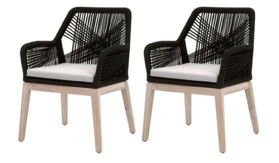 One Kings Lane S/2 Easton Rope Outdoor Armchairs, Black/Pumice outdoor rope chairs