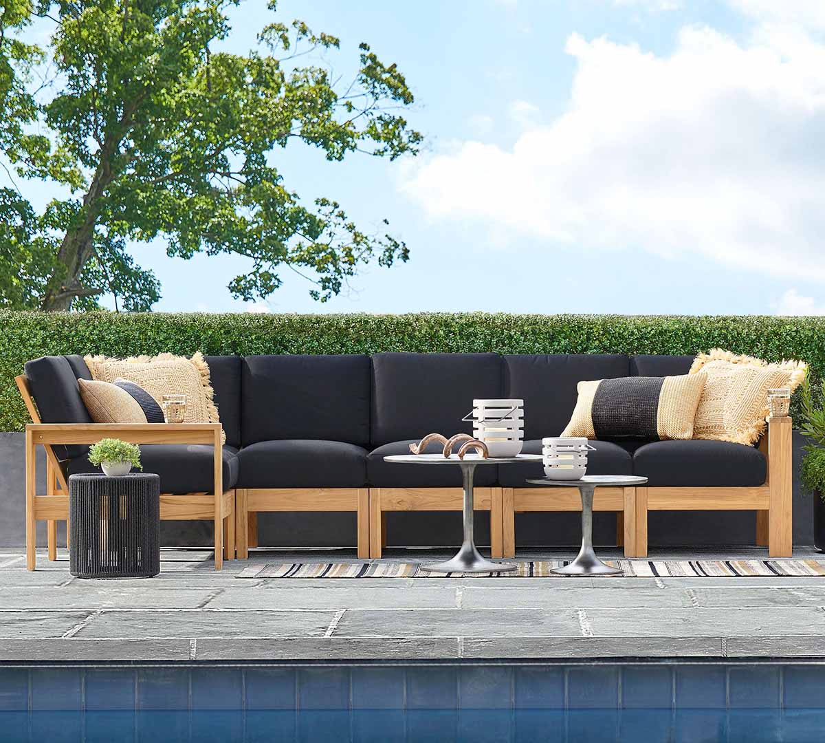 Pottery Barn Build Your Own - Malibu Teak Outdoor Sectional Components outdoor teak sectionals best