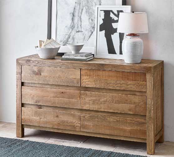Pottery Barn Hensley Reclaimed Wood 6-Drawer Wide Dresser rustic dressers