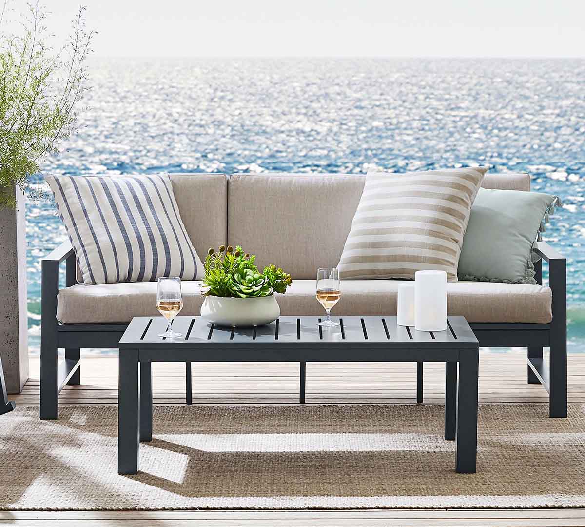 Pottery Barn Indio Metal Outdoor Sofa (73") best metal outdoor sofas
