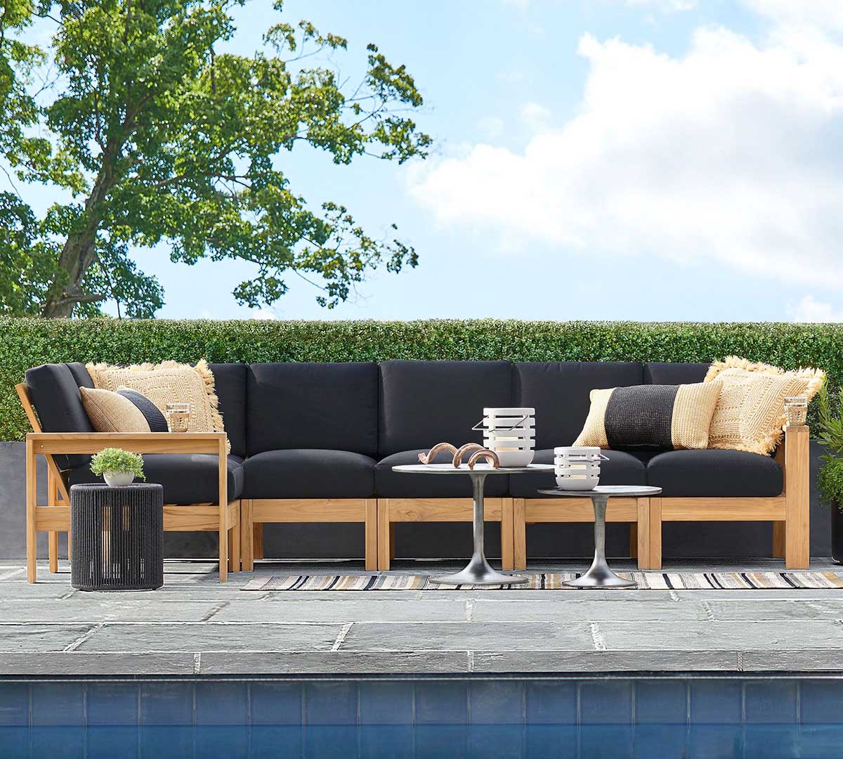 Pottery Barn Malibu Teak 6-Piece Outdoor Sectional (108") best outdoor teak sectionals