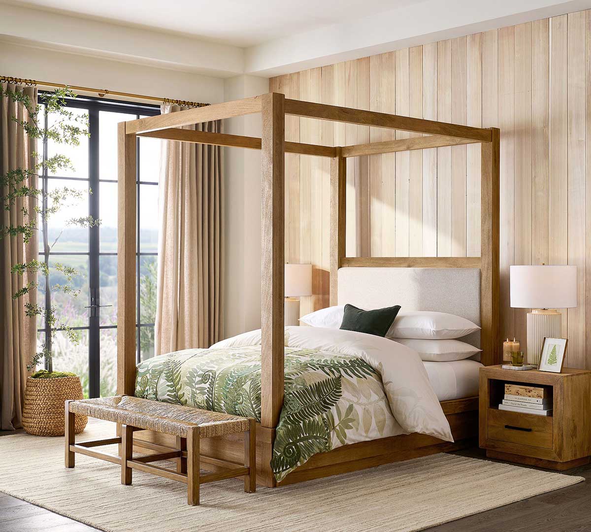 Pottery Barn Malibu Woven Backless Bench (52) best rattan benches bedroom