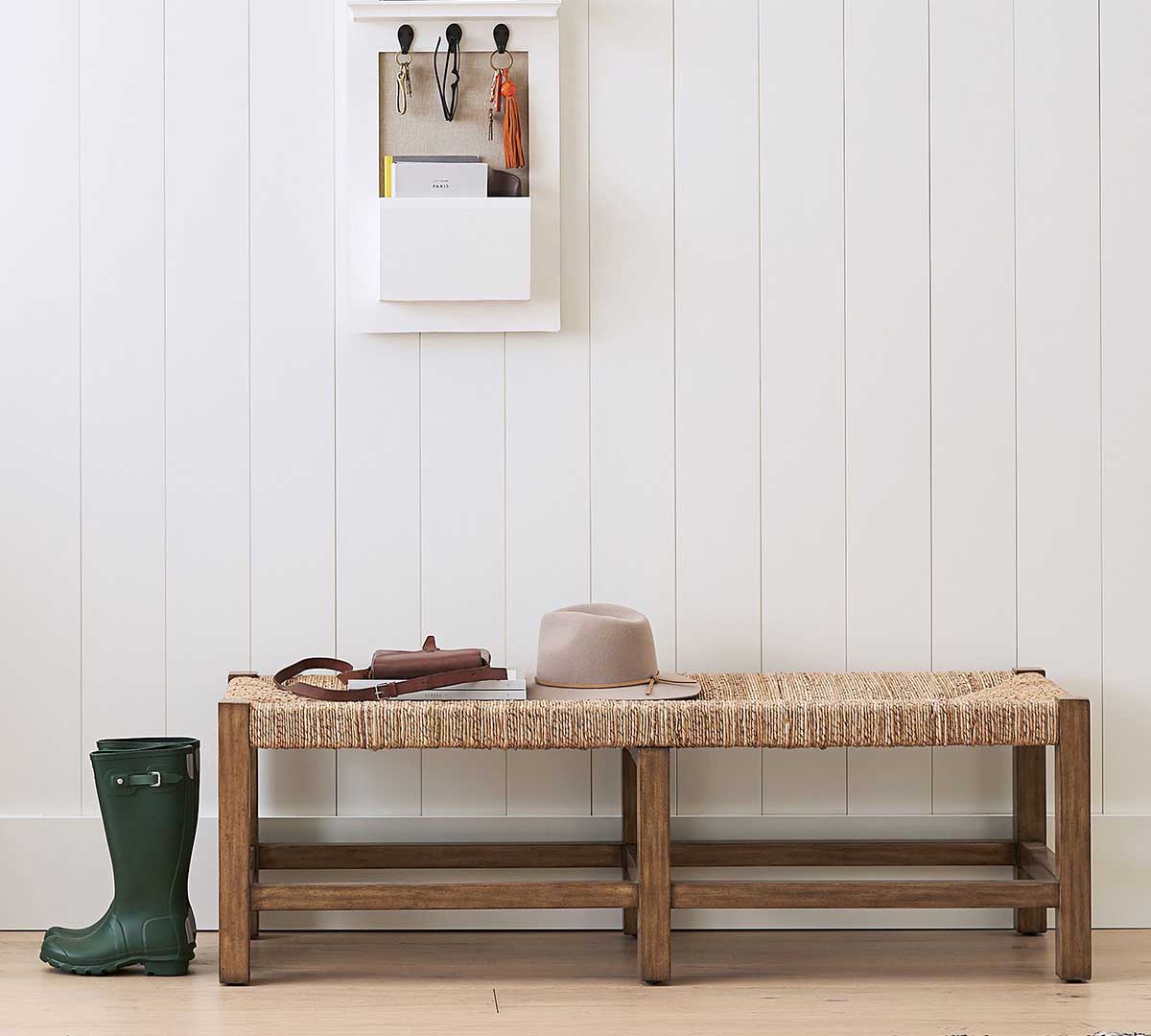 Pottery Barn Malibu Woven Backless Bench (52) best rattan benches