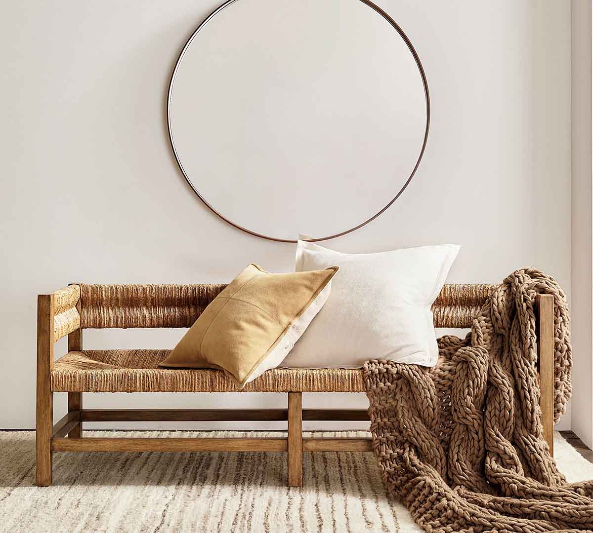 Pottery Barn Malibu Woven Bench (64) Rattan Benches best entryway