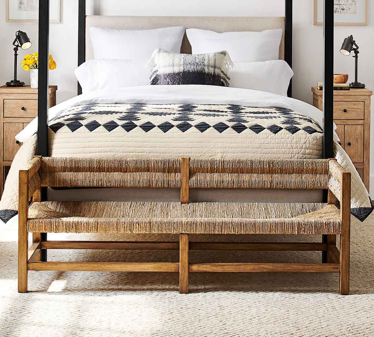 Pottery Barn Malibu Woven Bench (64) Rattan Benches best
