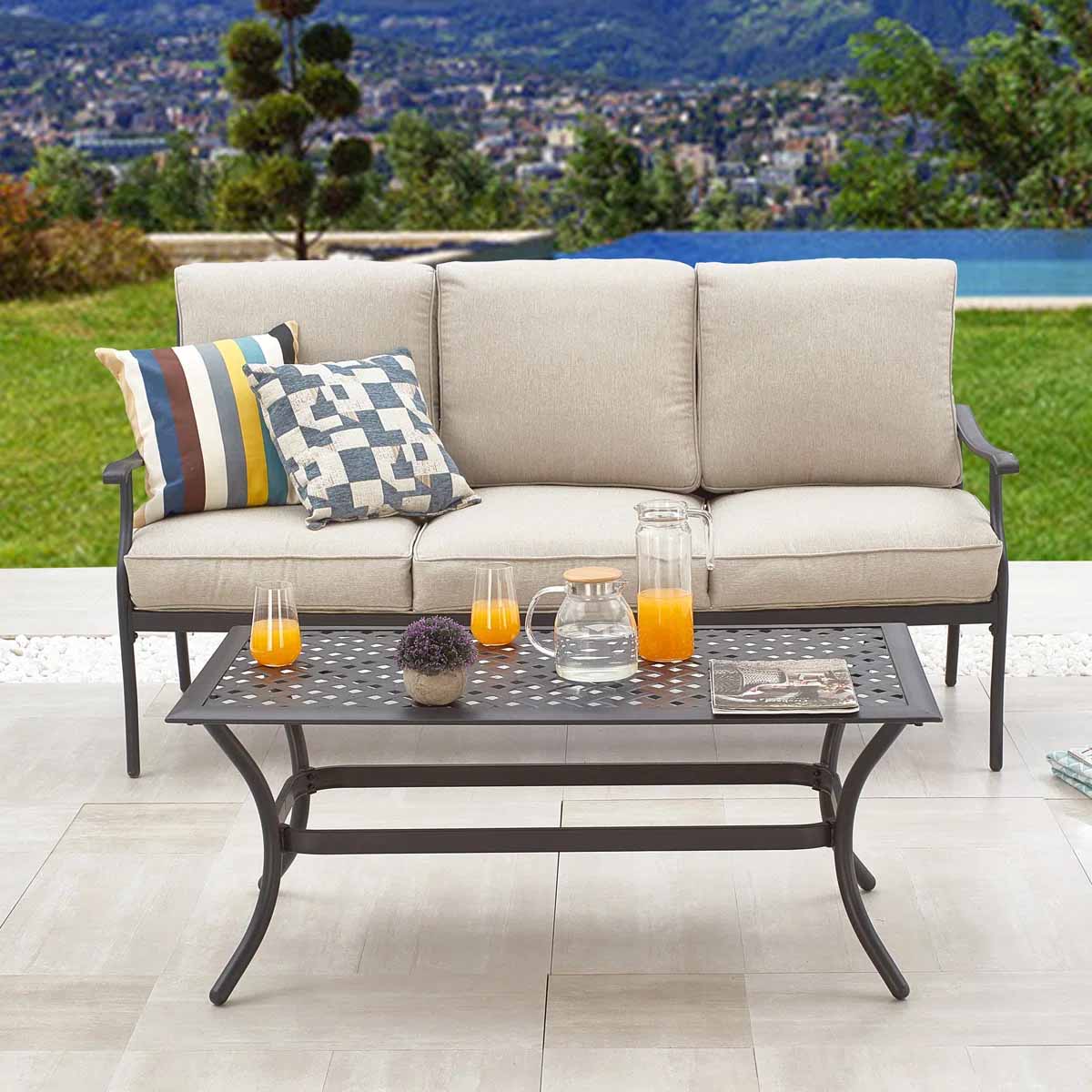 Red Barrel Studio Vlachavas 2-Piece Outdoor Patio Deep Seating Sofa Set with Cushions and Coffee Table best metal outdoor sofas