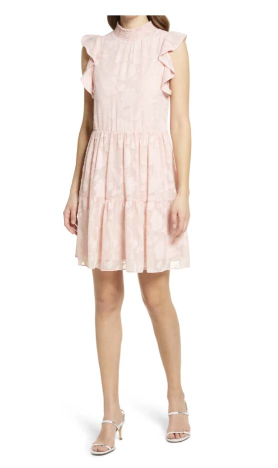 Sam Edelman Floral Clip Jacquard Dress Blush Pink wedding guest dresses