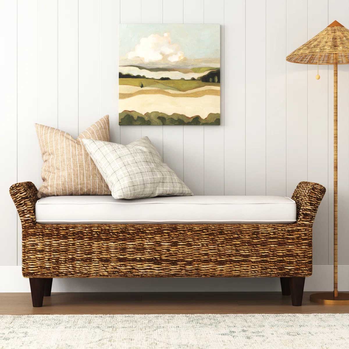 Sand & Stable Calne Upholstered Wicker Bench best rattan benches