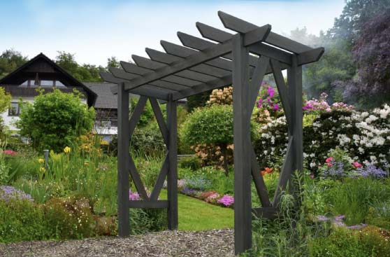 Vita 85 in. x 130.50 in. Wood Craftsman Arbor Black garden arbors