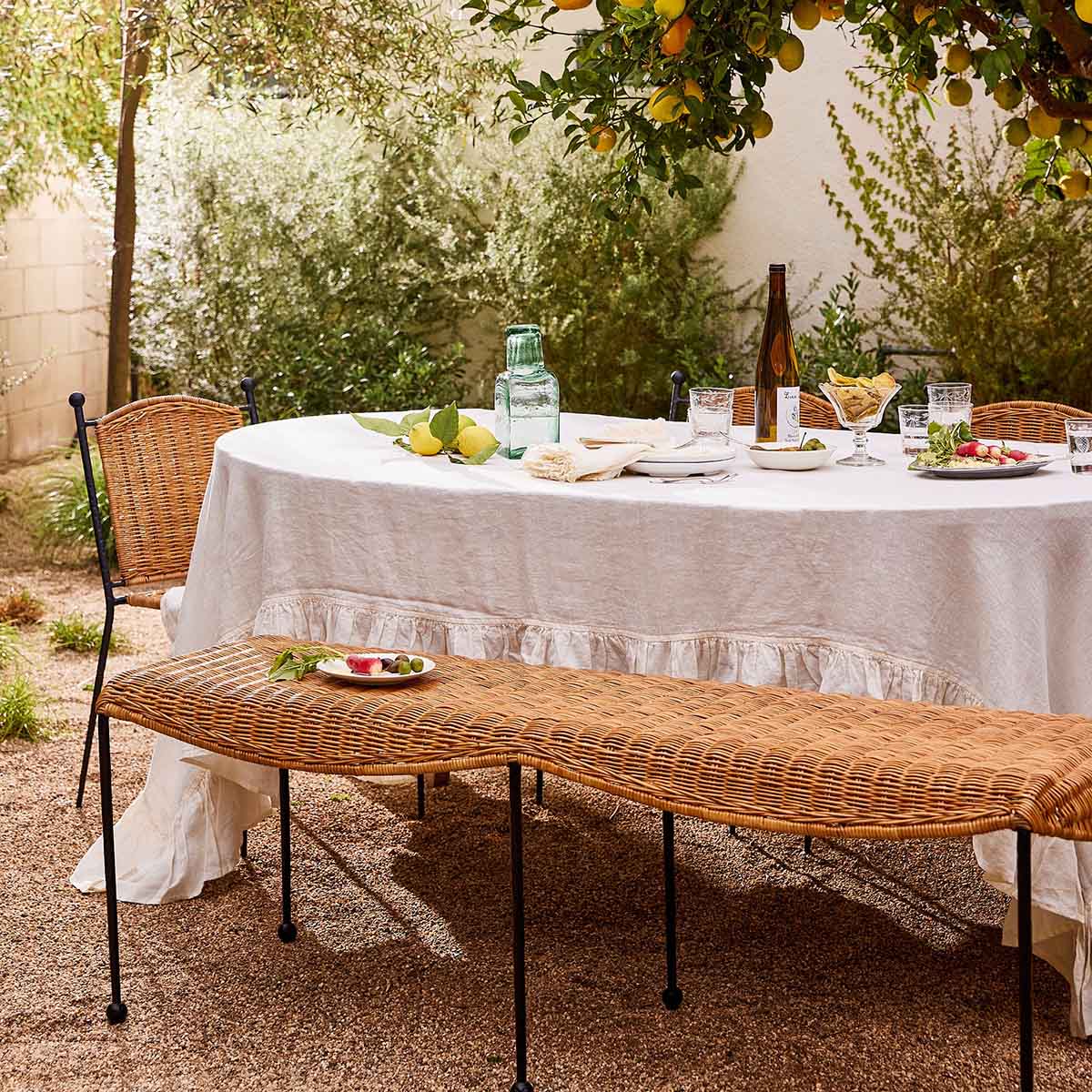 West Elm Andalusia Indoor:Outdoor Woven Bench (58) best rattan benches outdoor