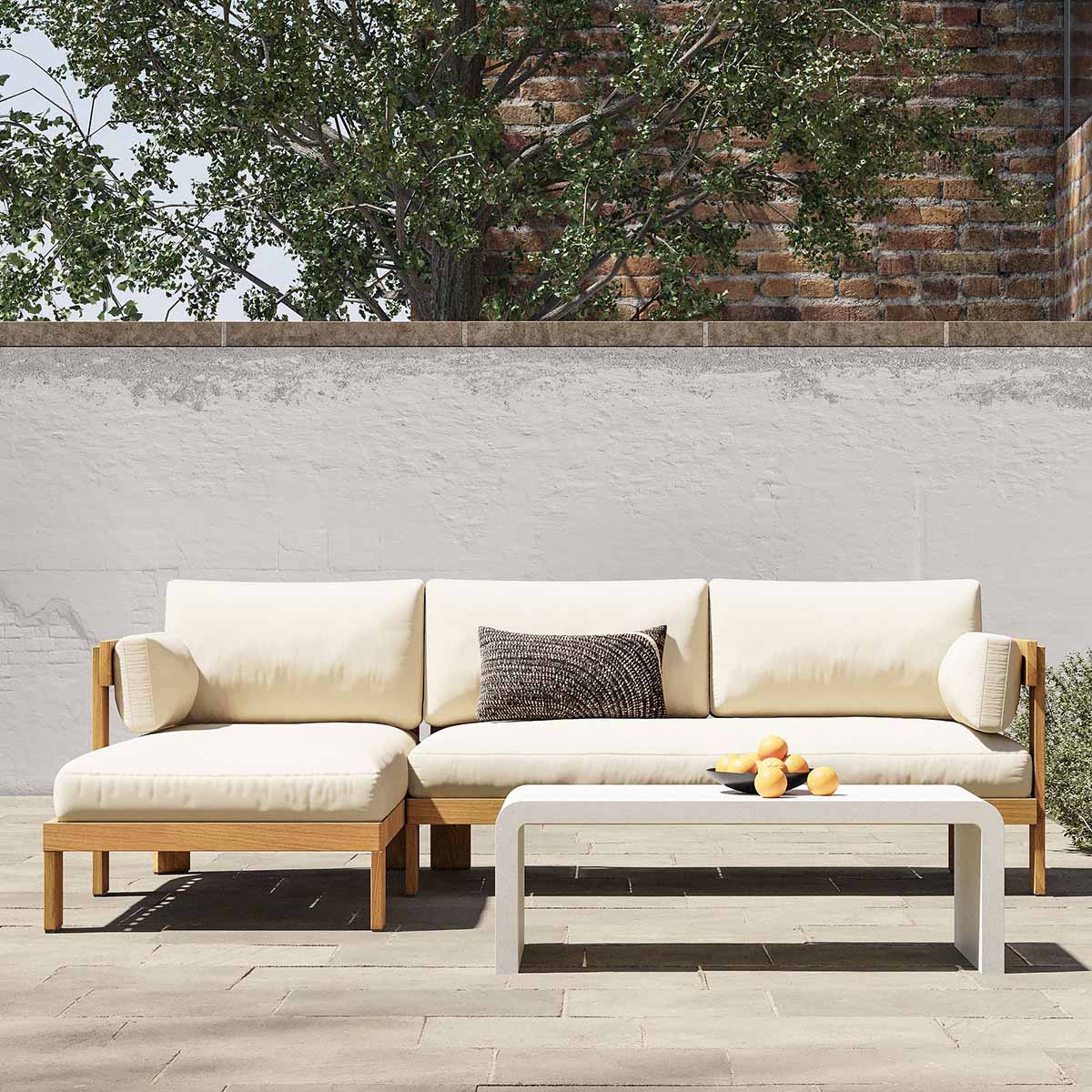 West Elm Monterey Outdoor Teak 2-Piece Chaise Sectional (99.5) best outdoor teak sectionals