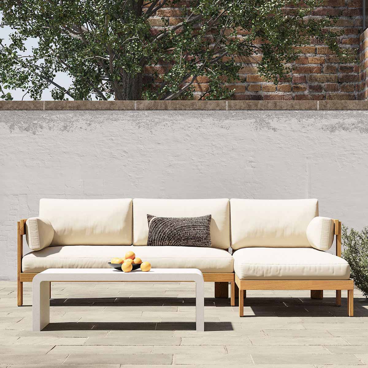 West Elm Monterey Outdoor Teak 2-Piece Chaise Sectional (99.5) best outdoor teak sectionals