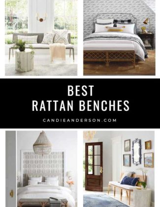 Rattan is a top natural material and interior design trend. Lifestyle expert, journalist and interior design blogger Candie Anderson of candieanderson.com has the scoop on 20 of the best rattan benches in every design style and trend. They're perfect for your entryway, bedroom, living room, home office and patio.