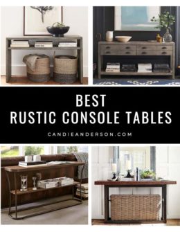 Rustic console tables are a hot interior design trend! They are perfect for the entryway, end of the hall, living room, dining room and the bedroom! Lifestyle expert, journalist and interior design blogger Candie Anderson of candieanderson.com has the scoop on 21 gorgeous rustic console tables you'll love in every design, style, trend and price range.