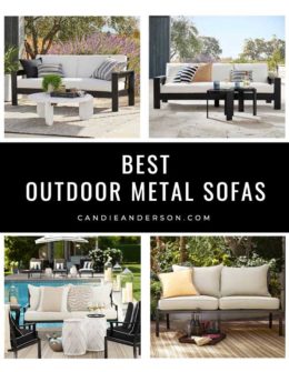 Lifestyle expert, journalist and interior design blogger Candie Anderson of candieanderson.com has the scoop on 21 best outdoor metal sofas in every design style and trend! they are perfect for your patio and back porch.
