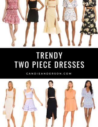 Fashion expert, journalist and style blogger Candie Anderson of candieanderson.com has the scoop on 25 trendy two piece dresses, and skirt sets for women! They can be dressed up or down with jewelry, shoes and accessories.