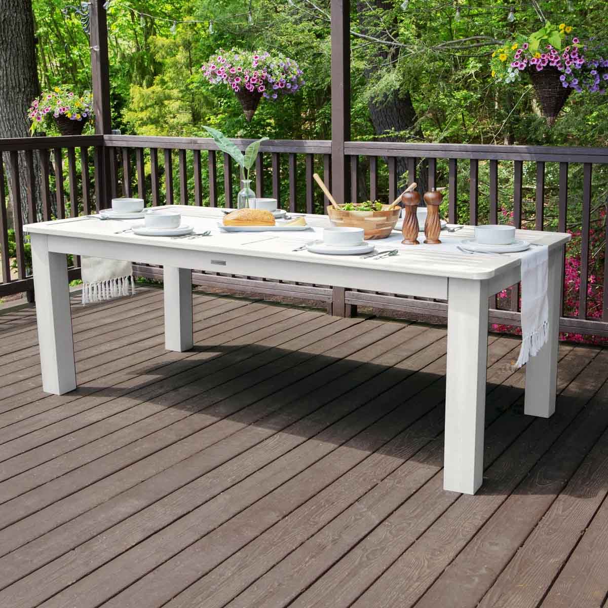 Alcott Hill Highsmith Rectangular Outdoor Dining Table with Umbrella Hole White outdoor dining tables best