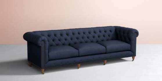 Anthropologie Lyre Chesterfield Three-Cushion Sofa upholstered chesterfield sofas