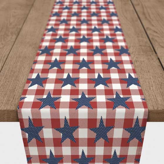 August Grove Shedeck Buffalo Check Table Runner farmhouse plaid 4th of july table runners