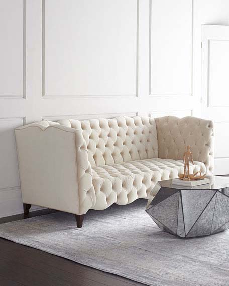 Haute House Cassie Tufted Sofa Ivory upholstered chesterfield sofas