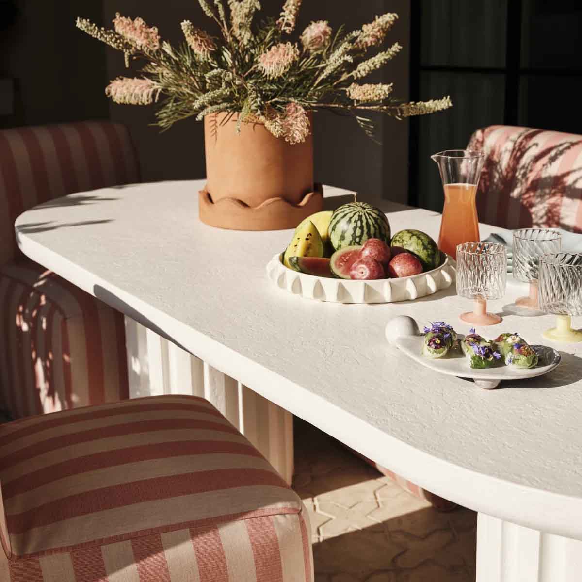 Joss and Main Kay 86.5 Concrete Outdoor Dining Table best white outdoor dining tables patio