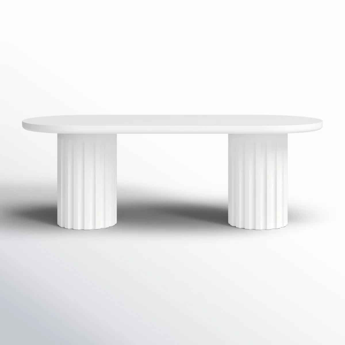 Joss and Main Kay 86.5 Concrete Outdoor Dining Table best white outdoor dining tables