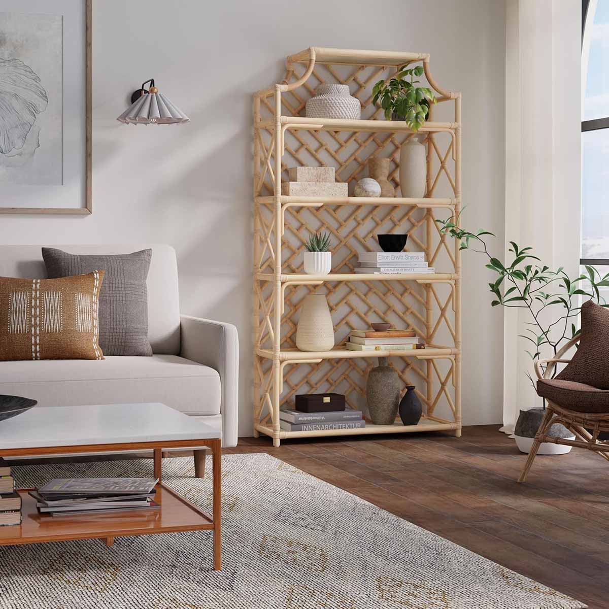 Kouboo Chippendale Rattan Bookshelf