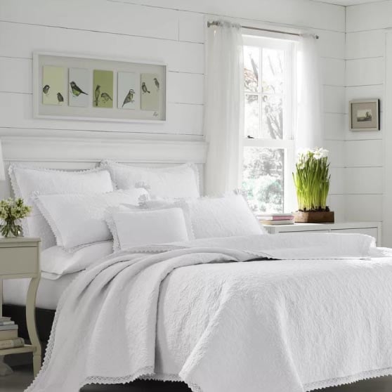 Laura Ashley Heirloom Crochet Reversible Quilt Set White summer quilts