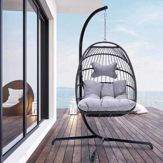 NICESOUL Indoor Outdoor Patio Wicker Hanging Chair Swing outdoor egg chairs 