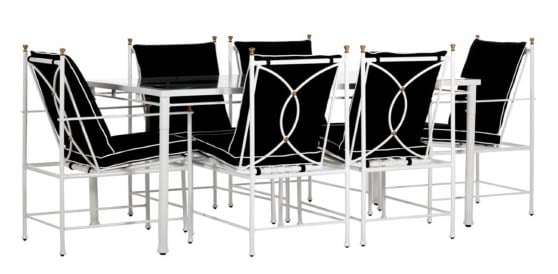 ONE KINGS LANE OUTDOOR Frances 7-Pc Black 7-Pc Dining Set, Black white outdoor dining tables