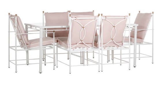 ONE KINGS LANE OUTDOOR Frances 7-Pc Blush Pink 7-Pc Dining Set, Blush white outdoor dining tables
