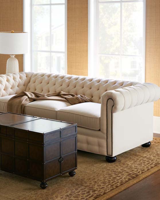 Old Hickory Tannery Ellery Chesterfield Queen Sleeper Sofa 86" upholstered chesterfield sofas