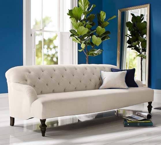 Pottery Barn Clara Upholstered Apartment Sofa upholstered chesterfield sofas