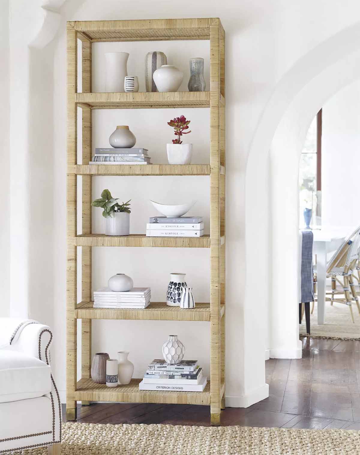Serena and Lily Balboa Rattan Bookshelf - Natural best rattan bookcases bookshelves