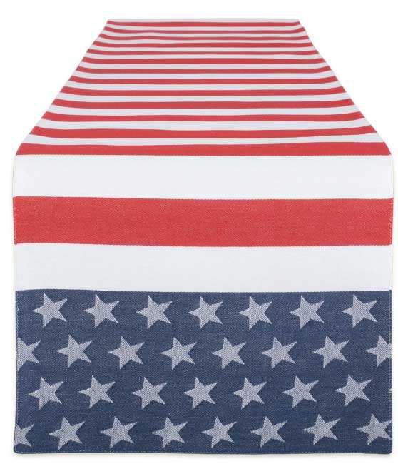The Holiday Aisley Stars and Stripes Jacquard Table Runner 4th of july table runners