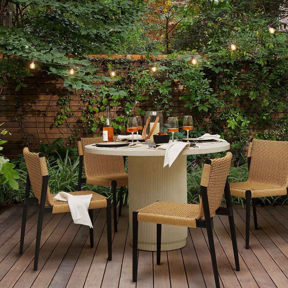 West Elm Fluted Indoor:Outdoor Bistro Table white outdoor dining tables best