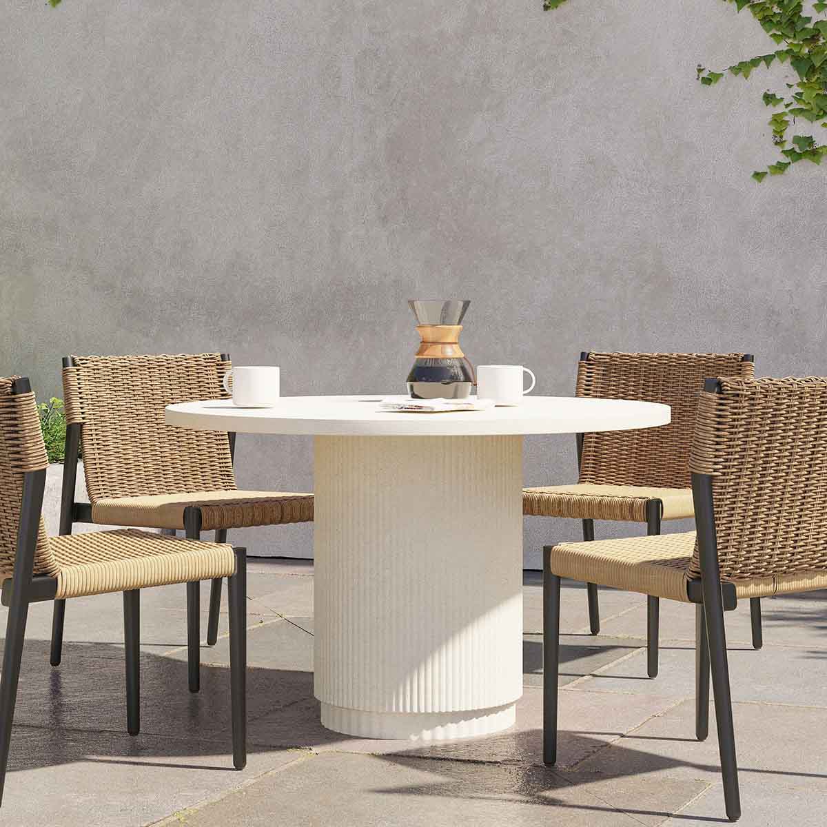 West Elm Fluted Indoor:Outdoor Bistro Table white outdoor dining tables best