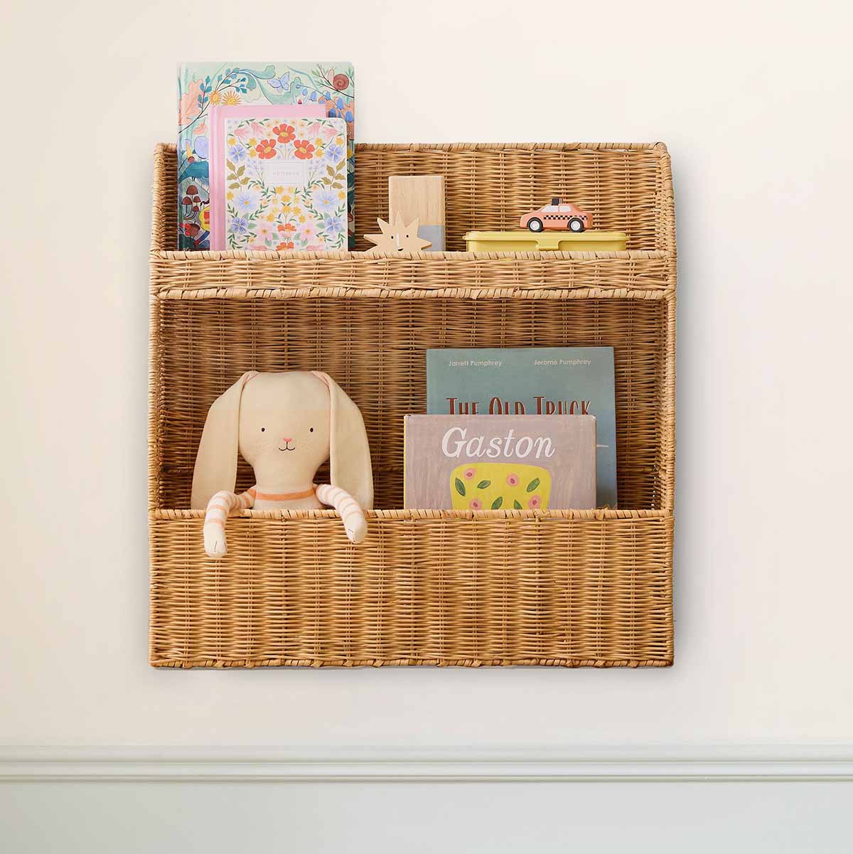 West Elm Kids Rattan Bookshelf with Storage best rattan bookcases