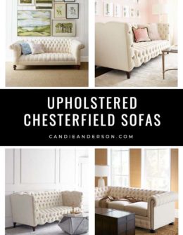 Are you searching for a gorgeous upholstered sofa for your living room that is both luxurious and timeless? If so, you're in luck! Lifestyle expert, journalist and interior design blogger Candie Anderson of candieanderson.com has the scoop on 22 of the best upholstered chesterfield sofas in a variety of styles - from classic roll arm to modern square arm and more!