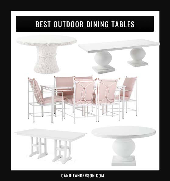 Lifestyle expert, journalist and interior design blogger Candie Anderson of candieanderson.com has the scoop on 21 of the best white outdoor dining tables for your patio.