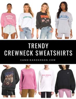Style expert, journalist and fashion blogger Candie Anderson of candieanderson.com has the scoop on 20 trendy crewneck sweatshirts for women of all ages for cool summer mornings and nights.