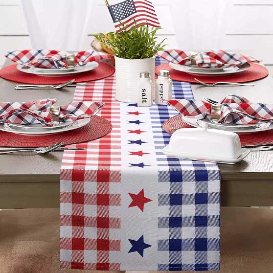 yuboo Plaid and Stars Table Runner 4th of july table runners