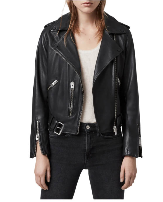 ALLSAINTS Balfern Leather Biker Jacket Black nordstrom anniversary sale