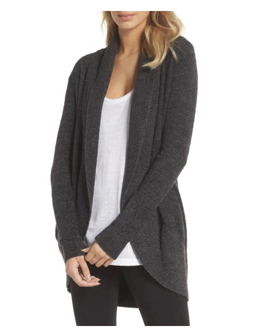 Barefoot Dreams CozyChic Lite® Circle Cardigan Carbon Black Heather nordstrom anniversary sale