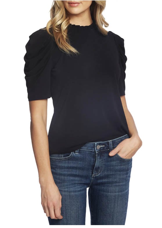 CECE Puff Sleeve Crepe Top Rich Black nordstrom anniversary sale